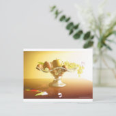 Glaskorb mit Früchten und Batterie Postkarte (Stehend Vorderseite)