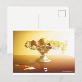 Glaskorb mit Früchten und Batterie Postkarte (Vorne/Hinten)