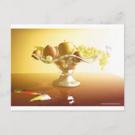 Glaskorb mit Früchten und Batterie Postkarte
