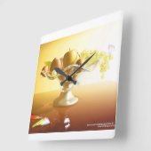 Glaskorb mit Früchten und Batterie Quadratische Wanduhr (Winkel)