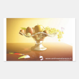 Glaskorb mit Früchten und Batterie Rechteckiger Aufkleber