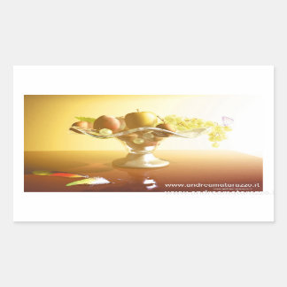 Glaskorb mit Früchten und Batterie Rechteckiger Aufkleber