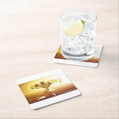 Glaskorb mit Früchten und Batterie Rechteckiger Pappuntersetzer (Vor Ort)