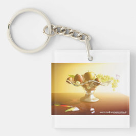 Glaskorb mit Früchten und Batterie Schlüsselanhänger