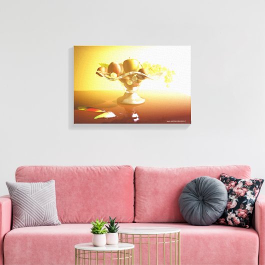 Glaskorb mit Früchten und Leinwand (Insitu (Wohnzimmer))