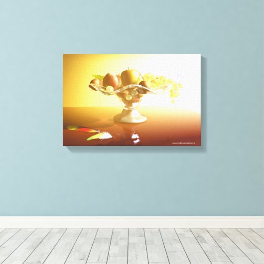 Glaskorb mit Früchten und Leinwand (Insitu (Holzboden))