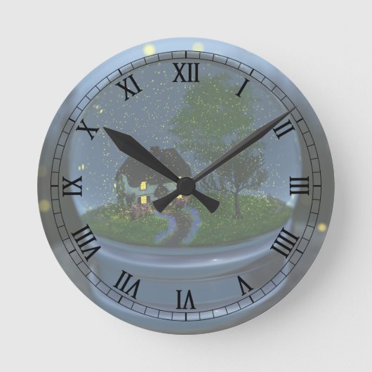 Glaskugel mit Leuchtkäfern Uhr (Vorderseite)
