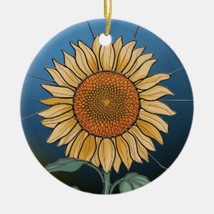 Glaskunst, Sonnenblumengestanztes Glas Keramik Ornament