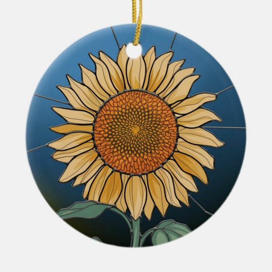 Glaskunst, Sonnenblumengestanztes Glas Keramik Ornament (Vorne)