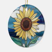 Glaskunst, Sonnenblumengestanztes Glas Keramik Ornament (Links)