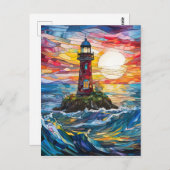 Glasküste Leuchtturm Kunst, Dichtung und Musik Postkarte (Vorne/Hinten)
