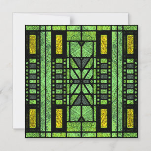 Glasmalerei Art Deco in Grün und Gold Magneteinladung