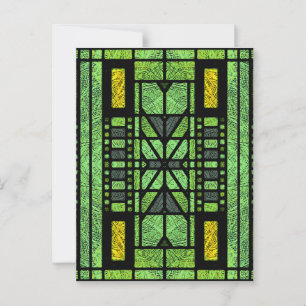 Glasmalerei Art Deco in Grün und Gold Postkarte