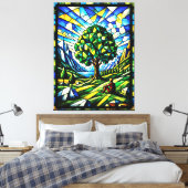 Glasmalerei-Baum der Serenität Leinwanddruck (Insitu (Schlafzimmer))