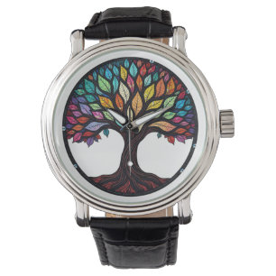 Glasmalerei Baum des Lebens Armbanduhr