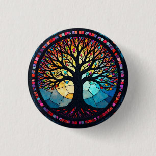 Glasmalerei, Baum des Lebens Glasmalerei Button