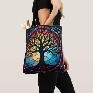 Glasmalerei, Baum des Lebens Glasmalerei Tasche