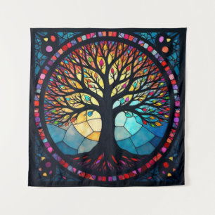 Glasmalerei, Baum des Lebens Glasmalerei Wandteppich