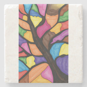 Glasmalerei-Baum-Kunst Steinuntersetzer