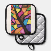 Glasmalerei-Baum-Kunst Topflappen (Vorderseite/Rückseite)