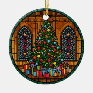 Glasmalerei-Christbaum-Magie Keramik Ornament