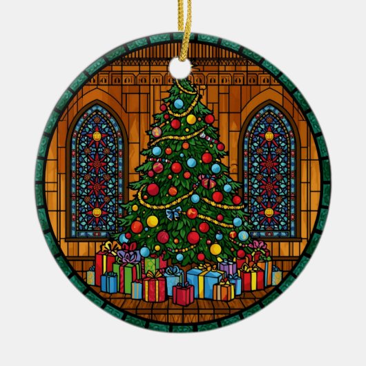 Glasmalerei-Christbaum-Magie Keramik Ornament (Vorne)