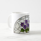 Glasmalerei-Geburtsblume Februar Veilchen Name Kaffeetasse (Vorderseite Links)
