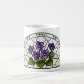 Glasmalerei-Geburtsblume Februar Veilchen Name Kaffeetasse (Mittel)