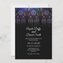Glasmalerei-Gotische-Hochzeitseinladung