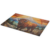 Glasmalerei Highland-Rind Schneidebrett (Ecke)