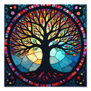 Glasmalerei Kunst, Baum des Lebens Glasmalerei Fotodruck