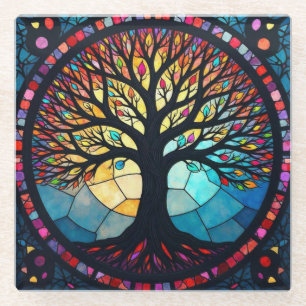 Glasmalerei Kunst, Baum des Lebens Glasmalerei Glasuntersetzer