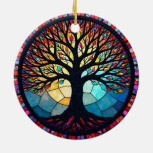 Glasmalerei Kunst, Baum des Lebens Glasmalerei Keramik Ornament