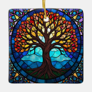 Glasmalerei Kunst, Baum des Lebens Glasmalerei Keramikornament