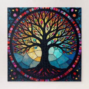 Glasmalerei Kunst, Baum des Lebens Glasmalerei  Puzzle