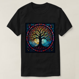 Glasmalerei Kunst, Baum des Lebens Glasmalerei  T-Shirt