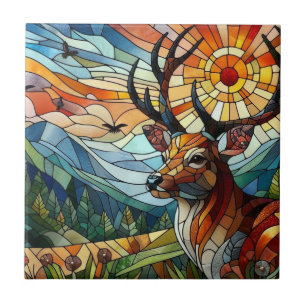 Glasmalerei Kunst, Glasmalerei Stil Hirsch Kunst Fliese
