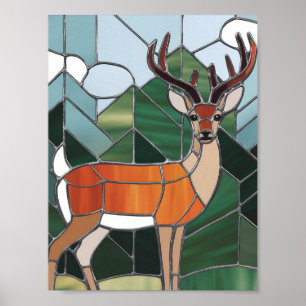Glasmalerei Kunst, Glasmalerei Stil Hirsch Kunst Poster