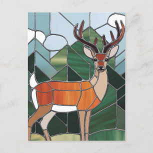 Glasmalerei Kunst, Glasmalerei Stil Hirsch Kunst Postkarte