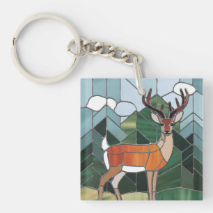 Glasmalerei Kunst, Glasmalerei Stil Hirsch Kunst Schlüsselanhänger