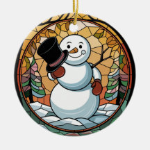 Glasmalerei Kunst, Schneemann Glasmalerei