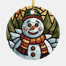 Glasmalerei Kunst, Schneemann Glasmalerei