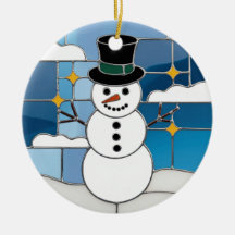 Glasmalerei Kunst, Schneemann Glasmalerei