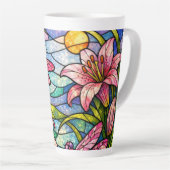 Glasmalerei-Lilien und Libellen Rosa Milchtasse (Rechte Ecke)