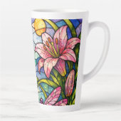 Glasmalerei-Lilien und Libellen Rosa Milchtasse (Rechts)