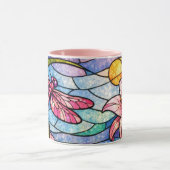 Glasmalerei-Lilien und Libellen Rosa Tasse (Zentrum)