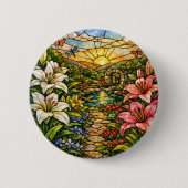Glasmalerei-Lilien und Sonnenschein Button (Vorderseite)