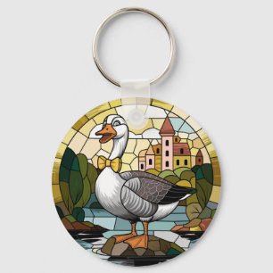 Glasmalerei, Silly Goose Glasmalerei Schlüsselanhänger