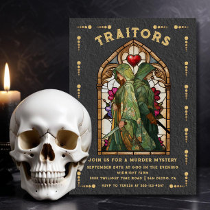 Glasmalerei Verräter Tarot-Karten Mordrätsel Einladung