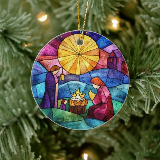 Glasmalerei-Weihnachtskrippe-Christbaumschmuck Keramik Ornament (Baum)